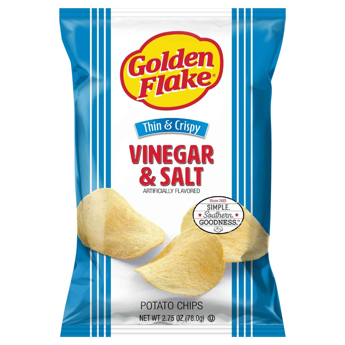 slide 11 of 12, Golden Flake Potato Chips Thin&Crispy Salt&Vinegar Flavor, 2.75 oz