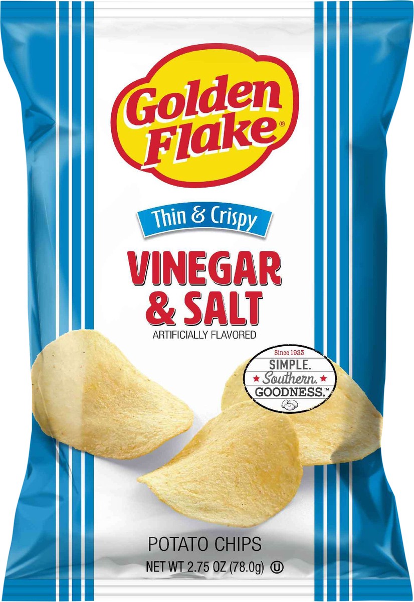 slide 9 of 12, Golden Flake Potato Chips Thin&Crispy Salt&Vinegar Flavor, 2.75 oz