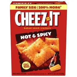 Cheez-It Baked Snack Crackers, Lunch Snacks, Family Size, Hot and Spicy, 21oz Box, 1 Box