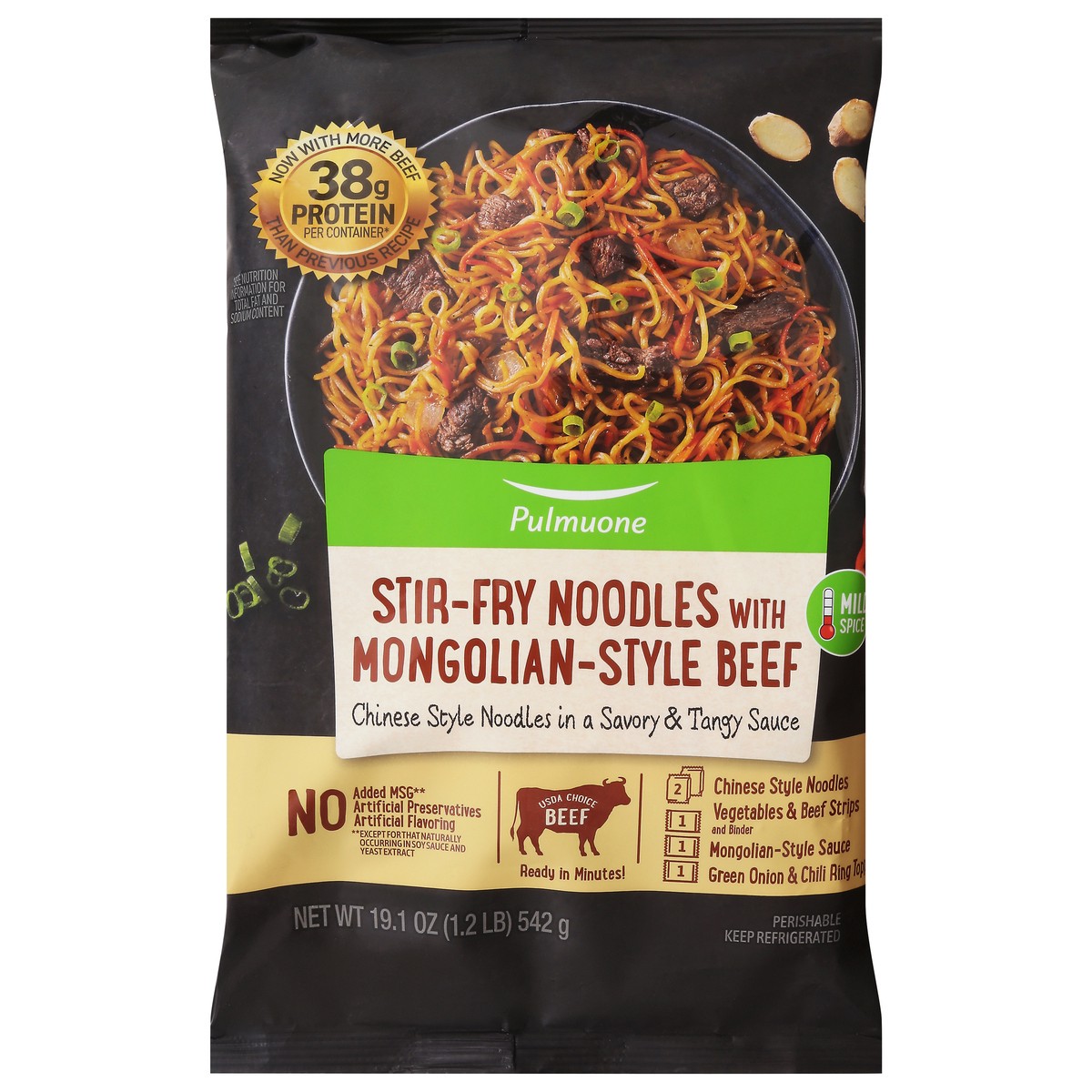 slide 14 of 14, Pulmuone Stir-Fry Noodles with Mongolian-Style Beef 19.1 oz, 19.1 oz