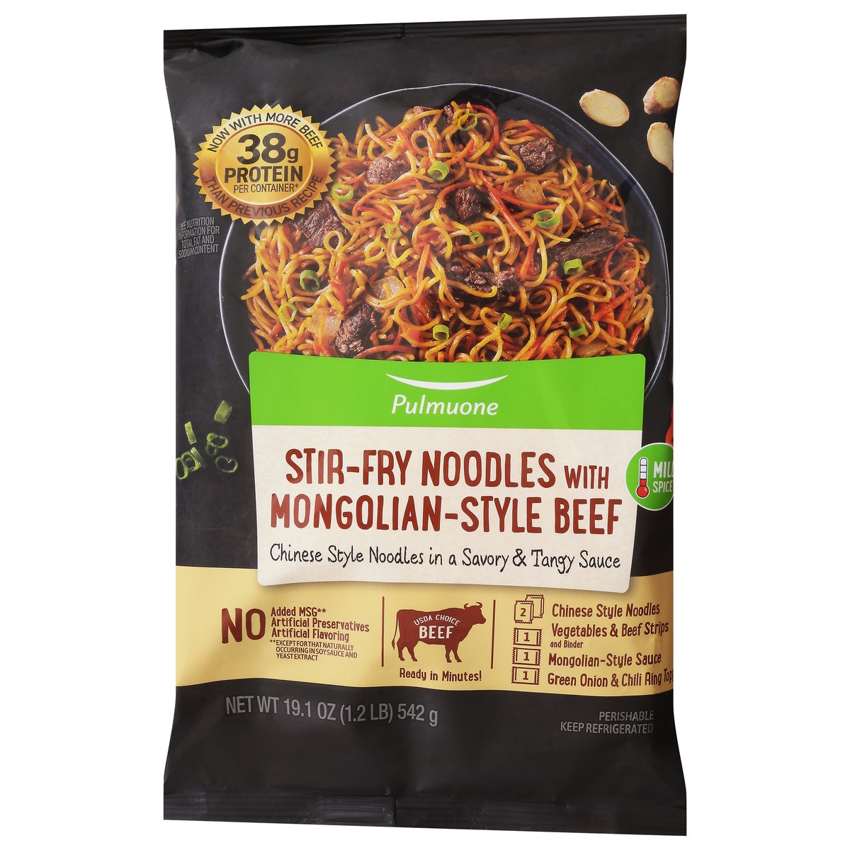 slide 8 of 14, Pulmuone Stir-Fry Noodles with Mongolian-Style Beef 19.1 oz, 19.1 oz