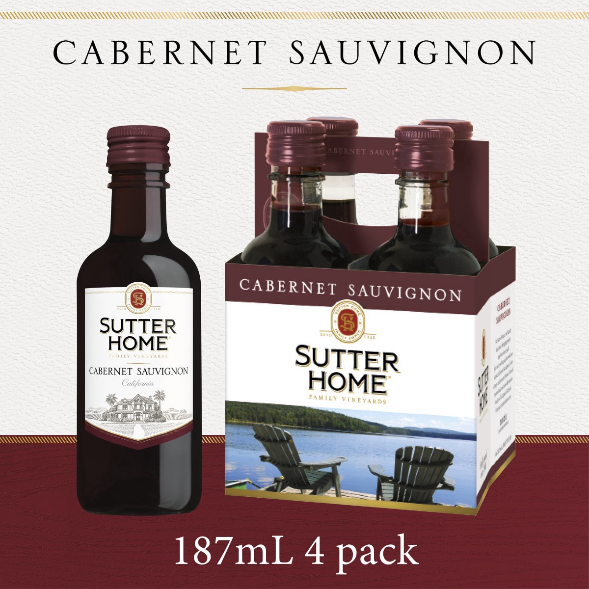 slide 1 of 1, Sutter Home Cabernet, 187 ml
