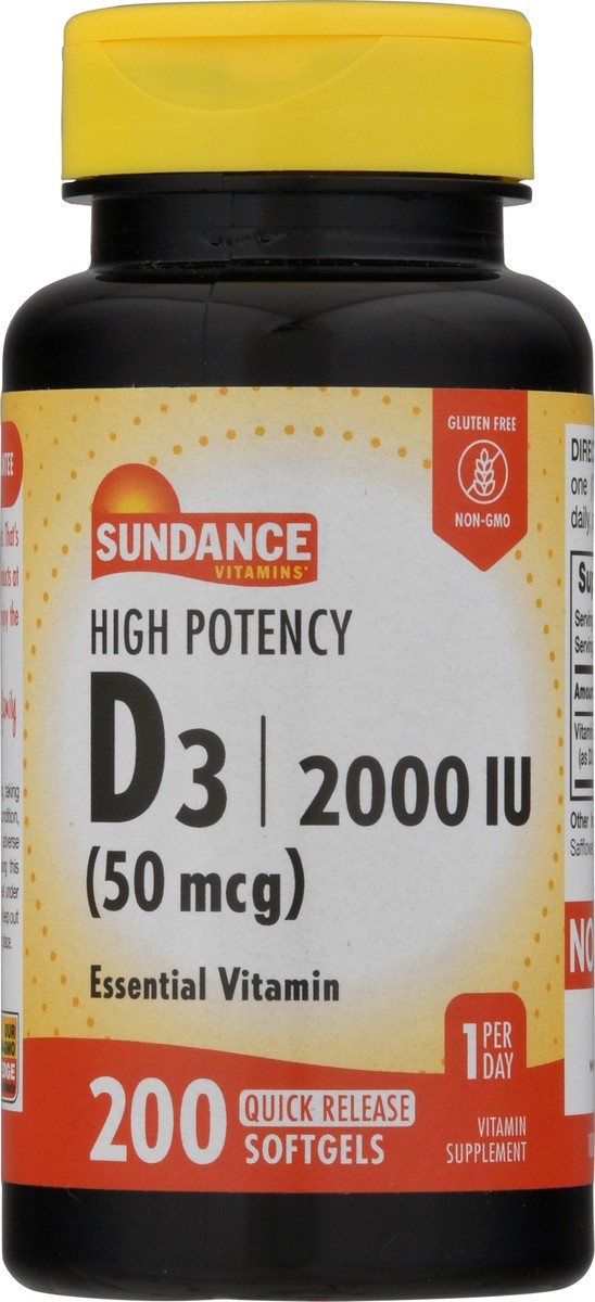slide 4 of 9, Sundance Vitamins 50 mcg High Potency Vitamin D3 Softgels 200 ea, 200 ct