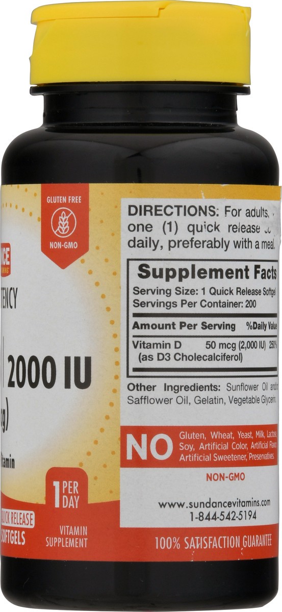 slide 3 of 9, Sundance Vitamins 50 mcg High Potency Vitamin D3 Softgels 200 ea, 200 ct