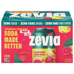 Zevia Strawberry Lemon Burst 6 Pack - 12 Oz Fl Oz Cans