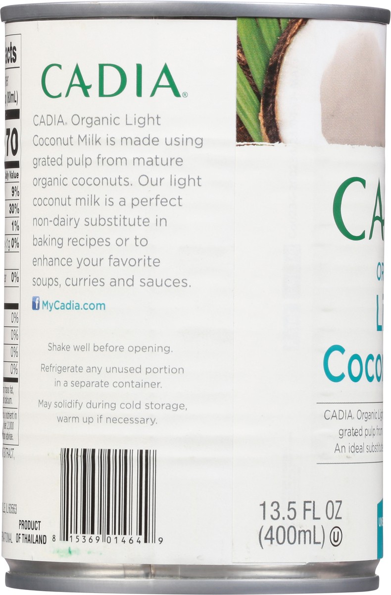 slide 12 of 12, Cadia Organic Coconut Milk Light, 13.5 oz