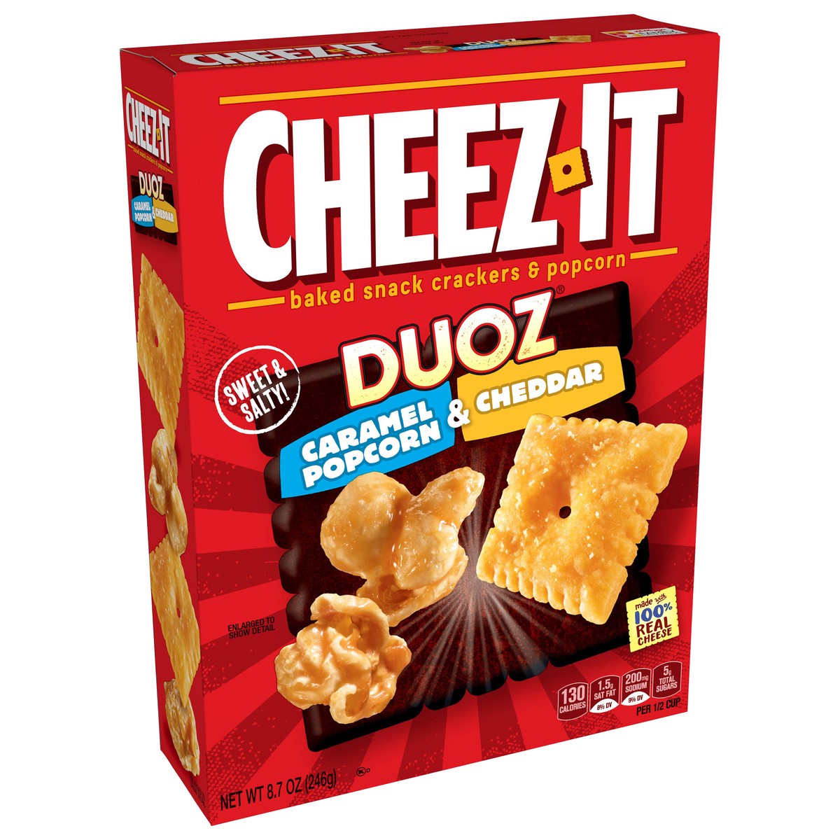 slide 8 of 11, Cheez-It DUOZ Cheese Crackers and Popcorn, Caramel and Cheddar, 8.7 oz, 8.7 oz