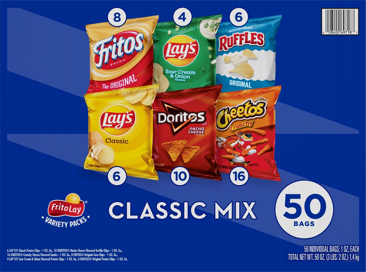 slide 4 of 13, Frito-Lay Classic Mix, Variety Packs, 50 ct