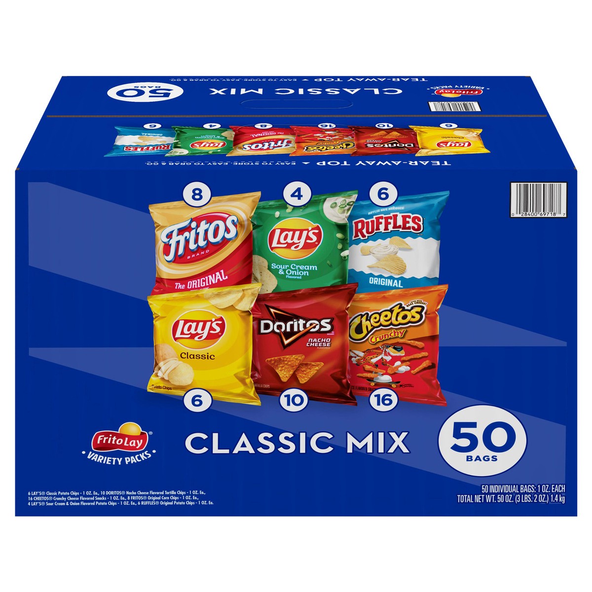slide 10 of 13, Frito-Lay Classic Mix, Variety Packs, 50 ct