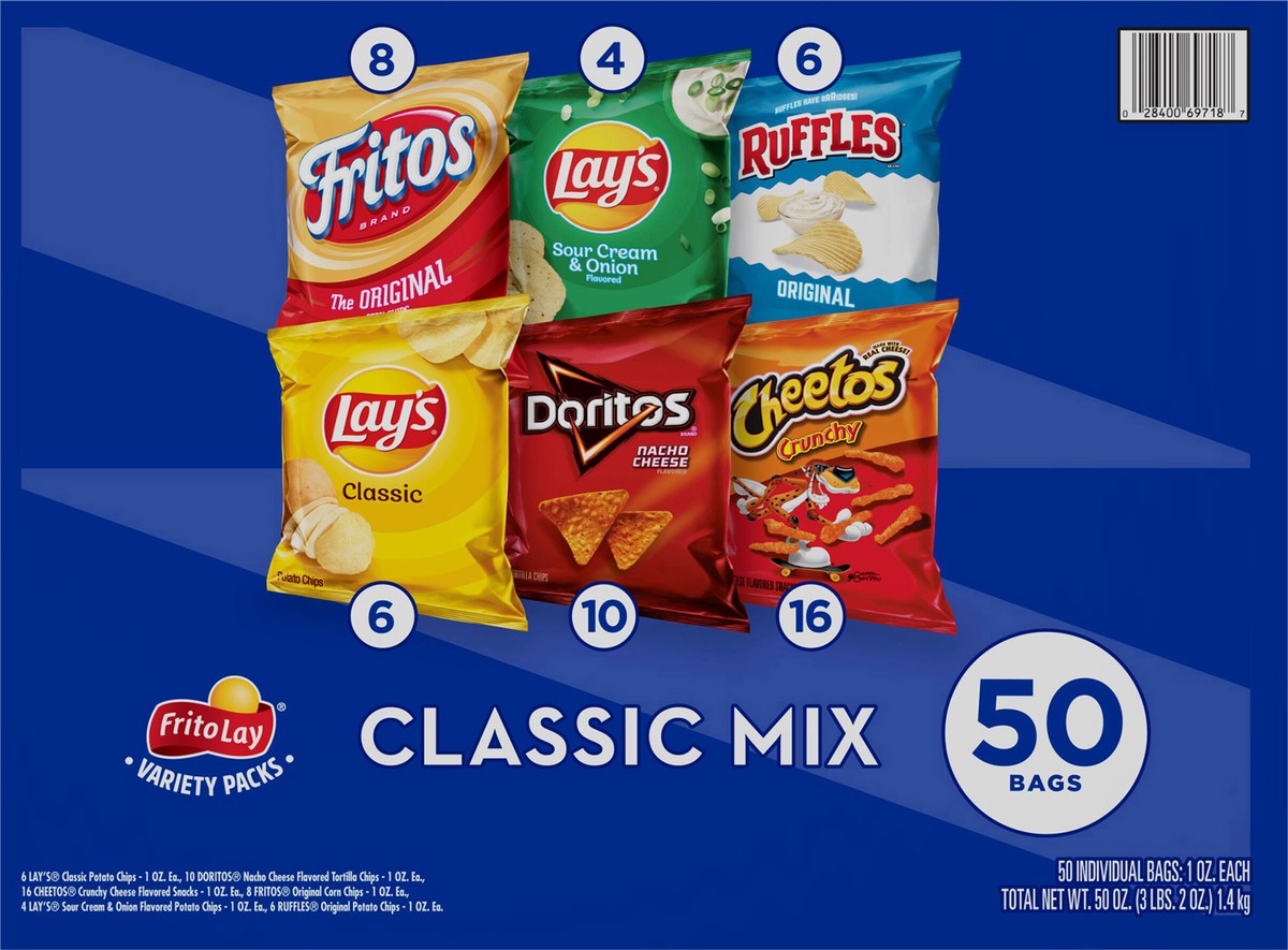 slide 6 of 13, Frito-Lay Classic Mix, Variety Packs, 50 ct