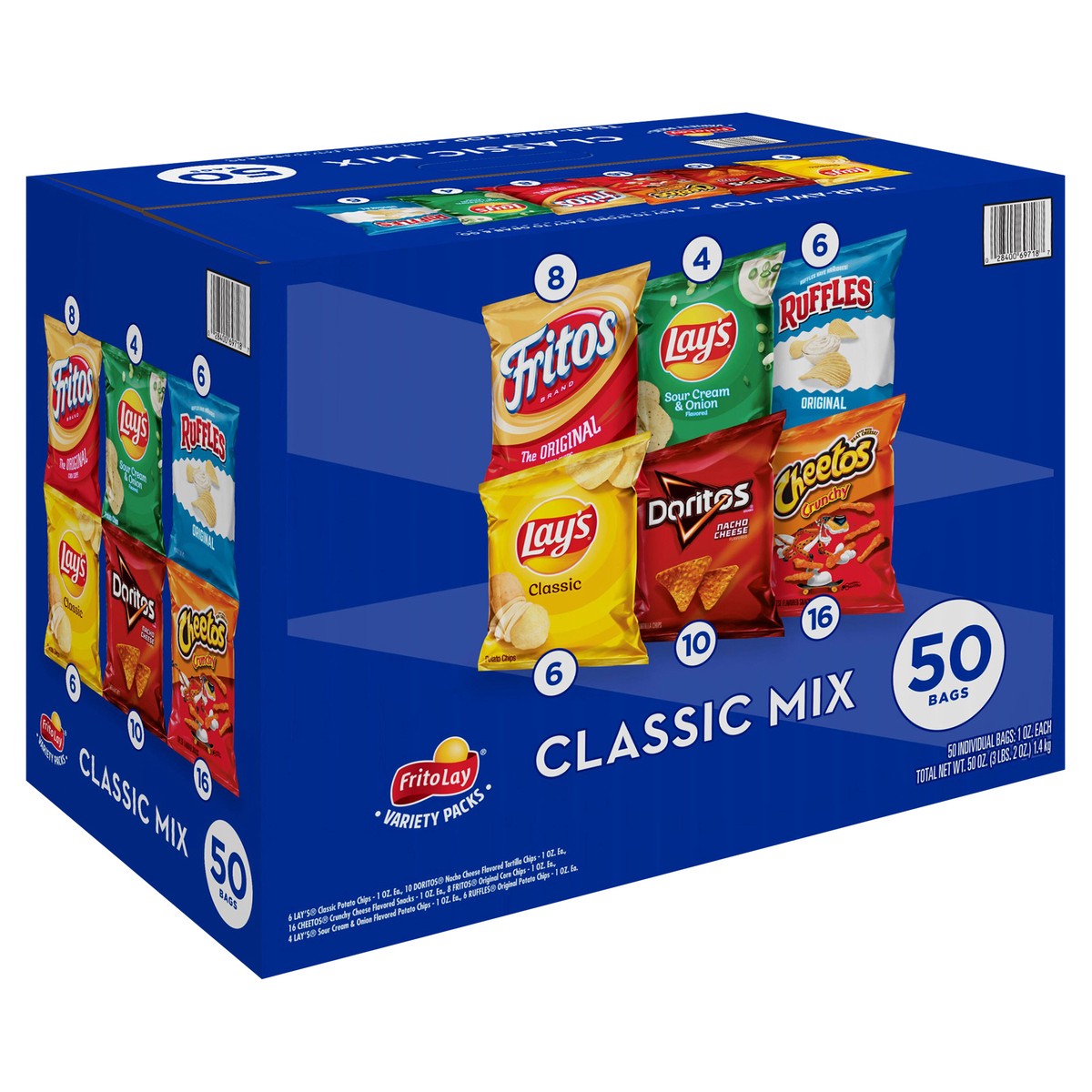 slide 3 of 13, Frito-Lay Classic Mix, Variety Packs, 50 ct