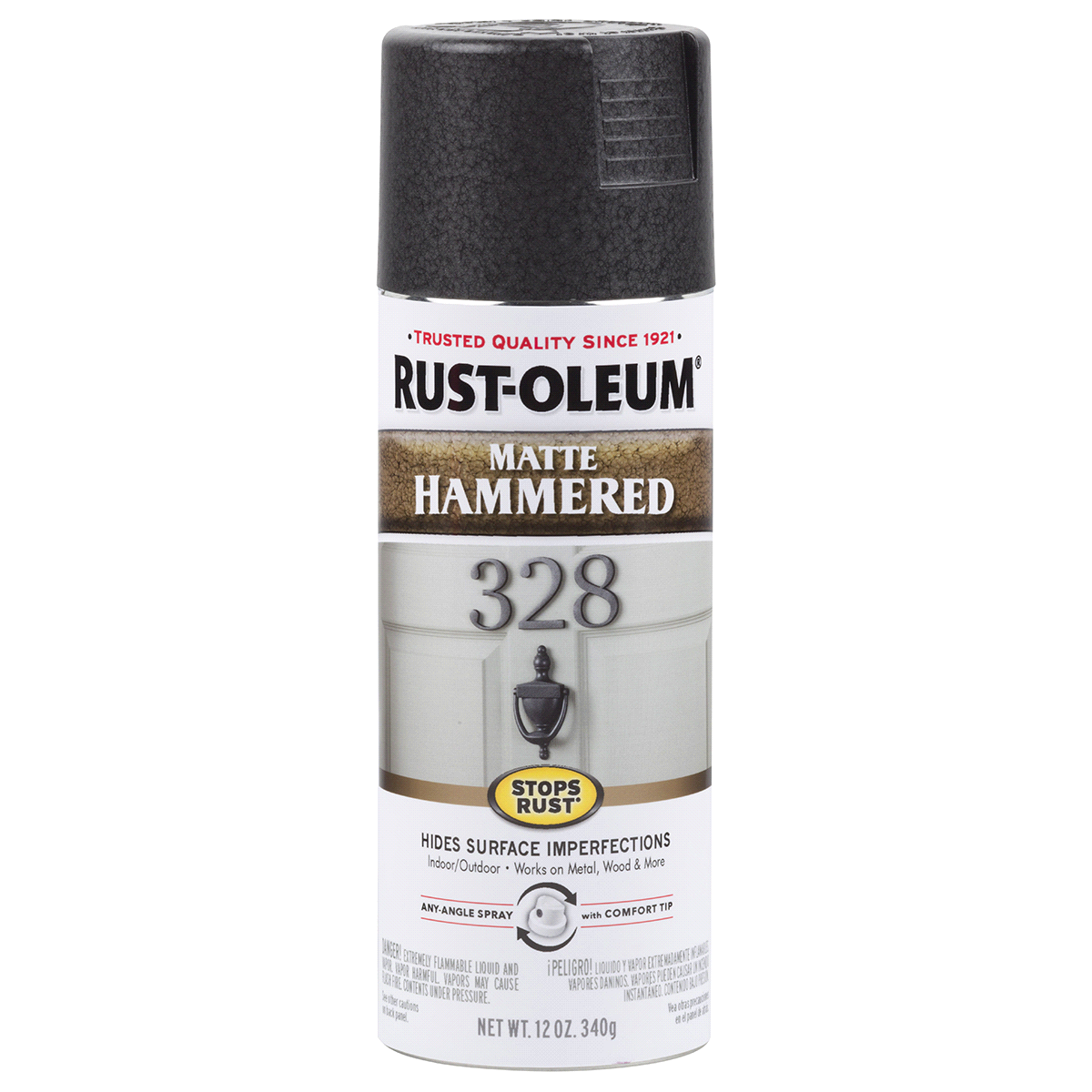 slide 1 of 5, Rust-Oleum Stops Rust Protective Hammered Metal Finish Spray Paint - 300607, Matte Black, 12 oz