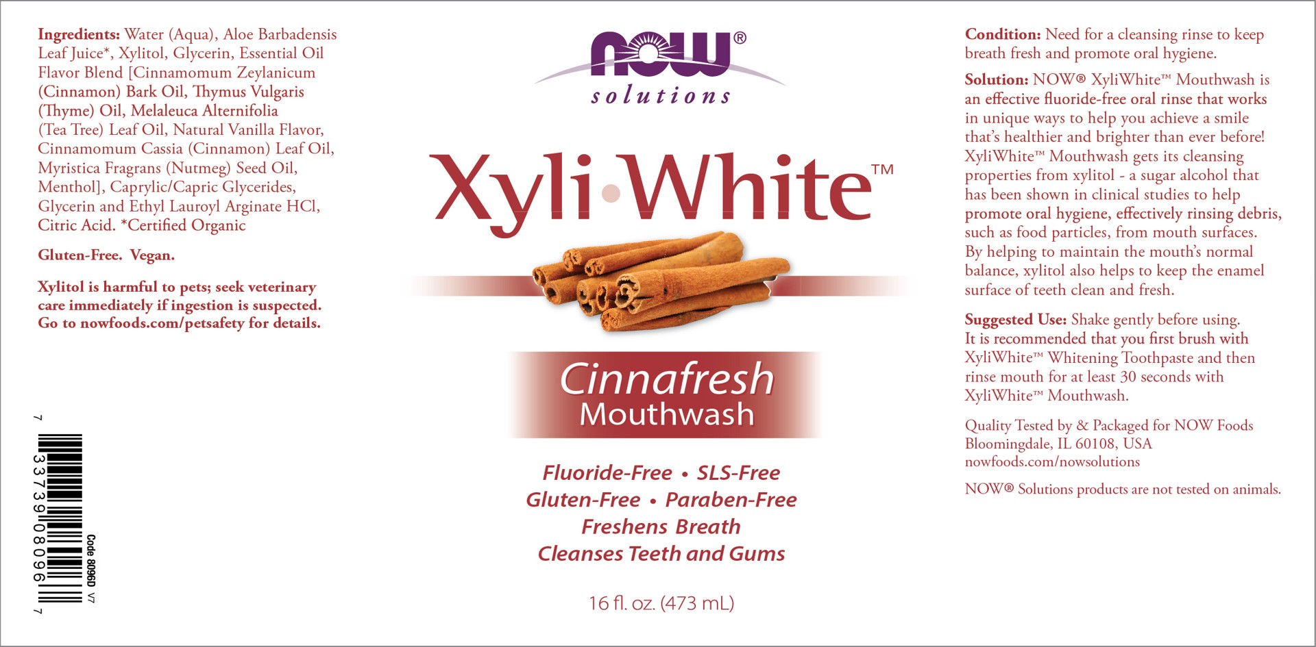 slide 4 of 4, Now Naturals Xylitol Cinnafresh Mouthwash, 16 oz