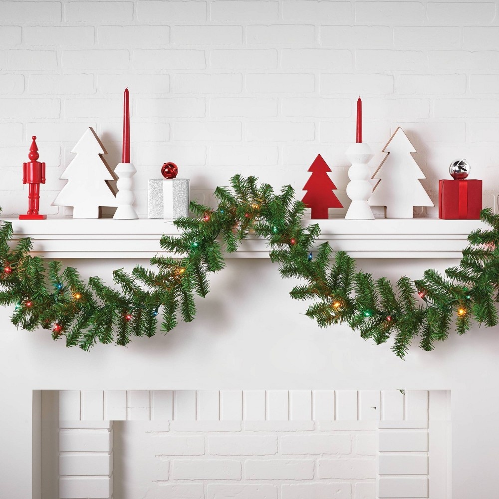 slide 4 of 4, 9' Pre-lit Artificial Pine Christmas Garland Multicolored Lights - Wondershop, 1 ct