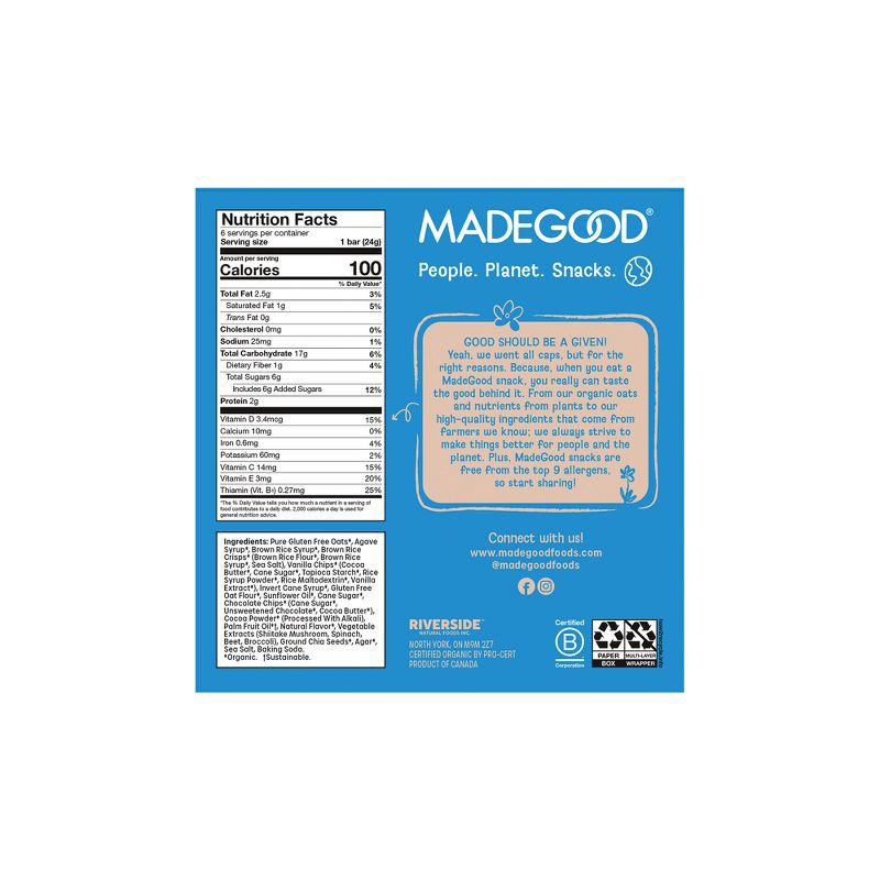 slide 2 of 7, MadeGood Cookies & Creme Granola Bar - 5.1oz/6ct, 6 ct; 5.1 oz