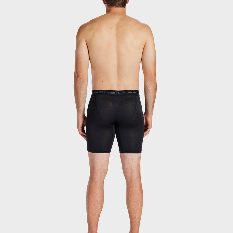 slide 5 of 9, Pair of Thieves Men's Super Fit Long Boxer Briefs 2pk - Black M: Lightweight Mid Rise Underwear, 2 ct