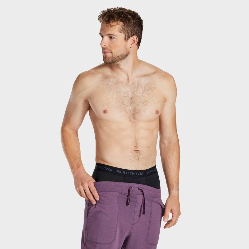 slide 9 of 9, Pair of Thieves Men's Super Fit Long Boxer Briefs 2pk - Black M: Lightweight Mid Rise Underwear, 2 ct