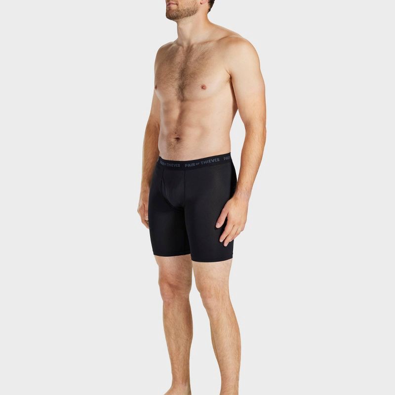 slide 2 of 9, Pair of Thieves Men's Super Fit Long Boxer Briefs 2pk - Black L: Lightweight Microfiber, Mid Rise, Elastic Waistband, 2 ct