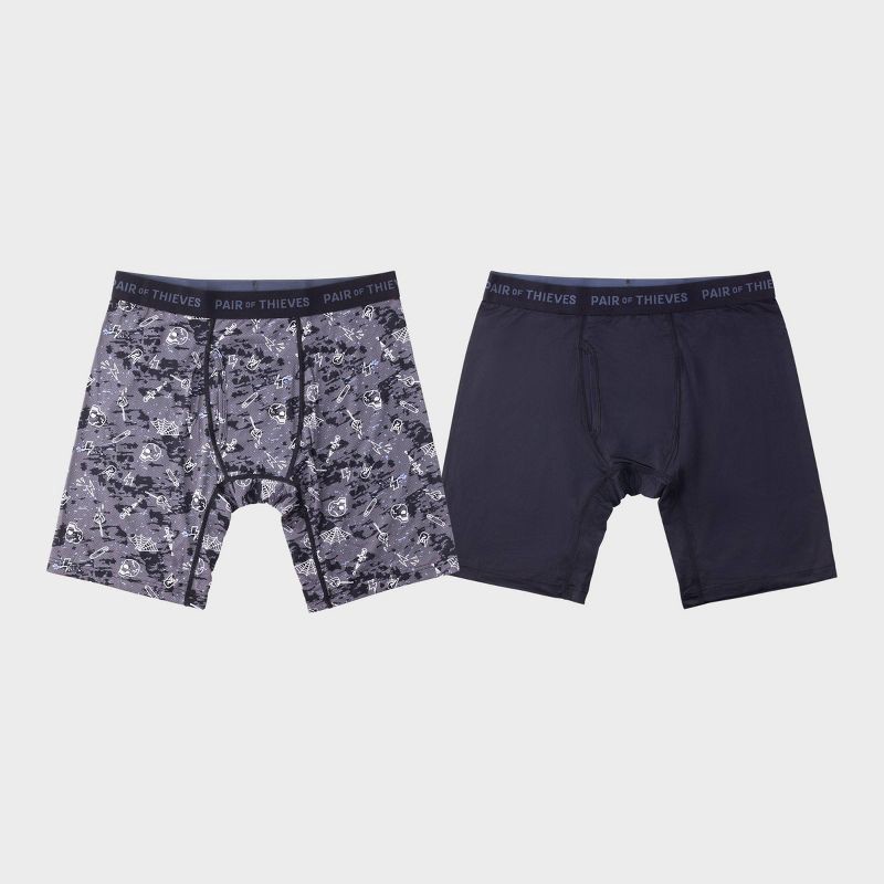slide 1 of 9, Pair of Thieves Men's Super Fit Long Boxer Briefs 2pk - Black L: Lightweight Microfiber, Mid Rise, Elastic Waistband, 2 ct