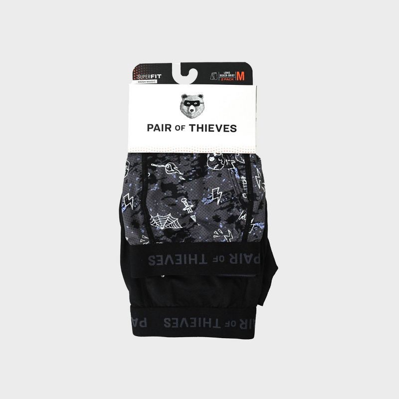 slide 3 of 9, Pair of Thieves Men's Super Fit Long Boxer Briefs 2pk - Black XL: Lightweight Microfiber, Mid Rise, Full Waistband Elastic, 2 ct