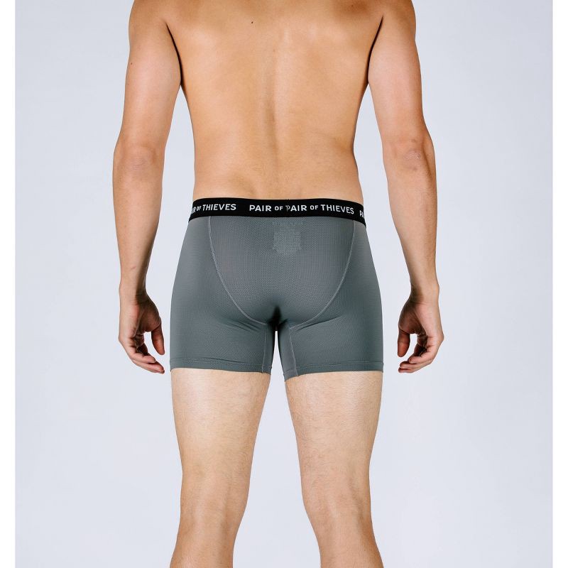 slide 4 of 5, Pair of Thieves Men's Super Fit Boxer Briefs 2pk - Green/Gray S: Polyamide, Spandex, Year-Round Fabric, 2 ct