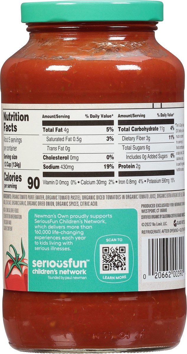 slide 8 of 12, Newman's Own Organic Marinara Pasta Sauce 23.5 oz, 23.5 oz