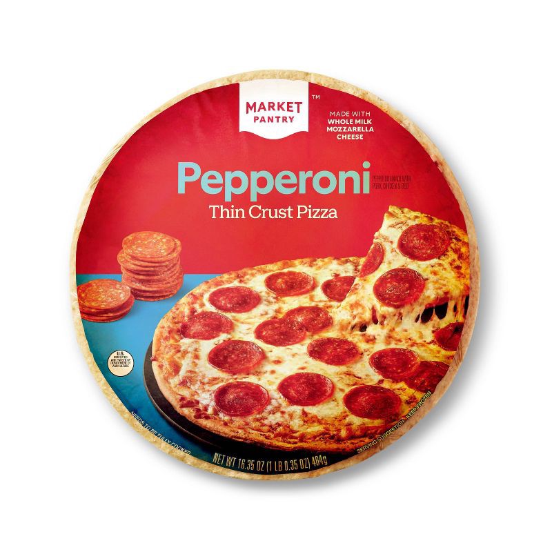 slide 1 of 3, Thin Crust Pepperoni Frozen Pizza - 16.35oz - Market Pantry™, 16.35 oz