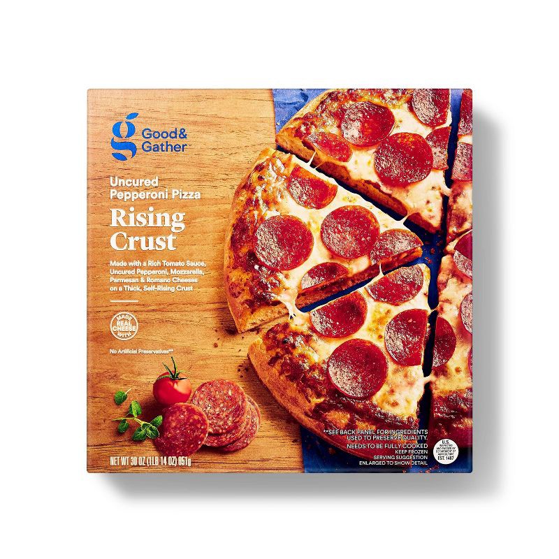 slide 1 of 4, Self-Rising Crust Uncured Pepperoni Frozen Pizza - 30oz - Good & Gather™, 30 oz