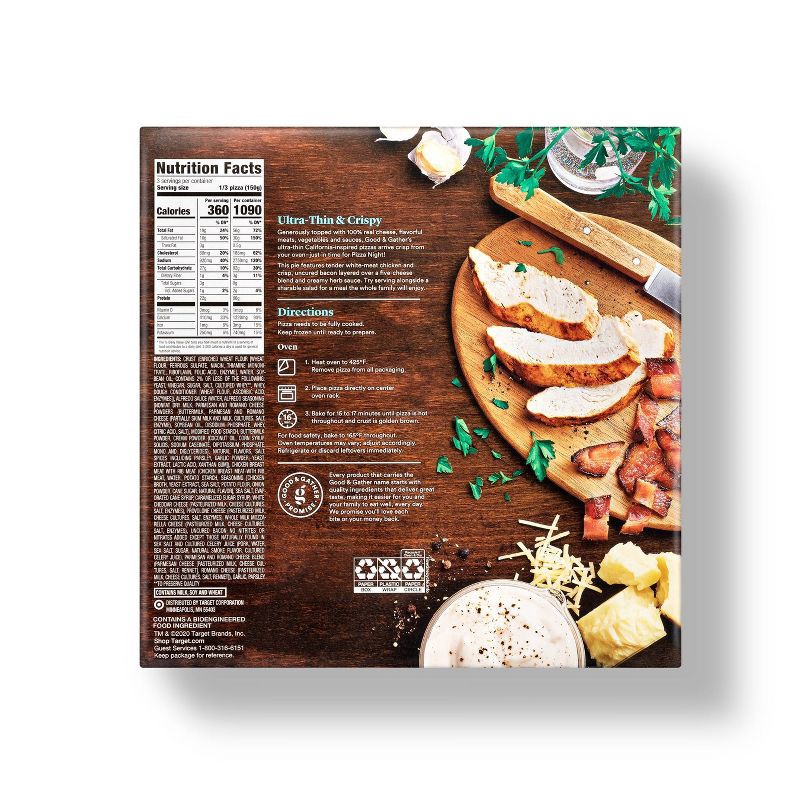 slide 2 of 3, Thin Crust Chicken Carbonara Frozen Pizza - 15.9oz - Good & Gather™, 15.9 oz