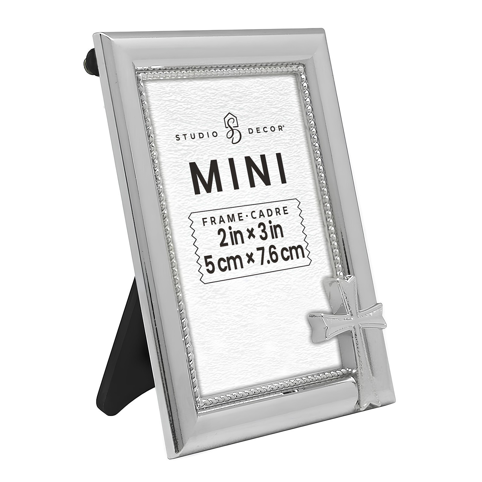 slide 2 of 3, Mini Silver Cross Frame By Studio Decor, 2 in x 3 in