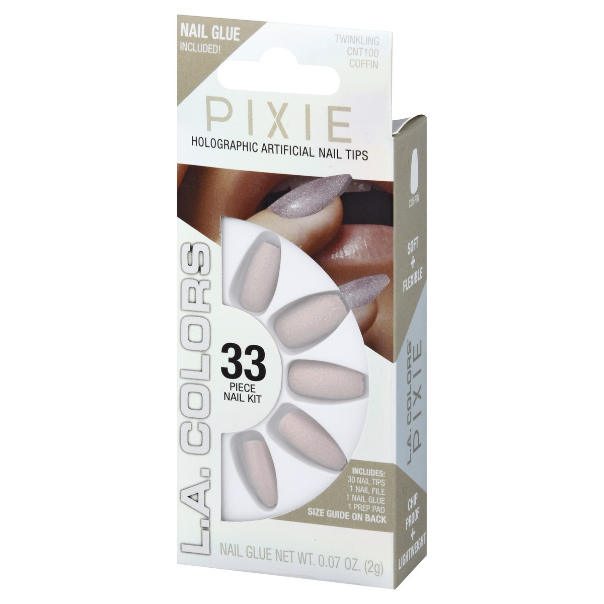 slide 3 of 9, L.A. Colors Pixie Twinkling Holographic Artificial Nail Tips 1 ea, 1 ct