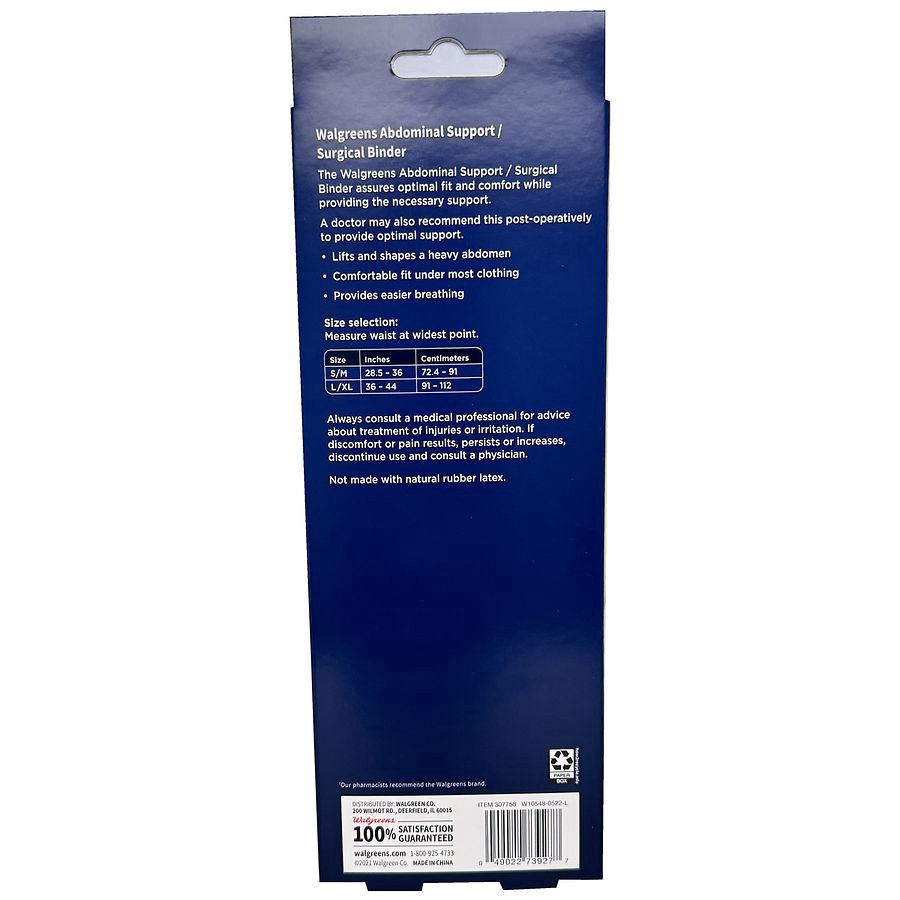 slide 3 of 3, Walgreens Large/Extra Large Abdominal Support Surgical Binder, 1 ct