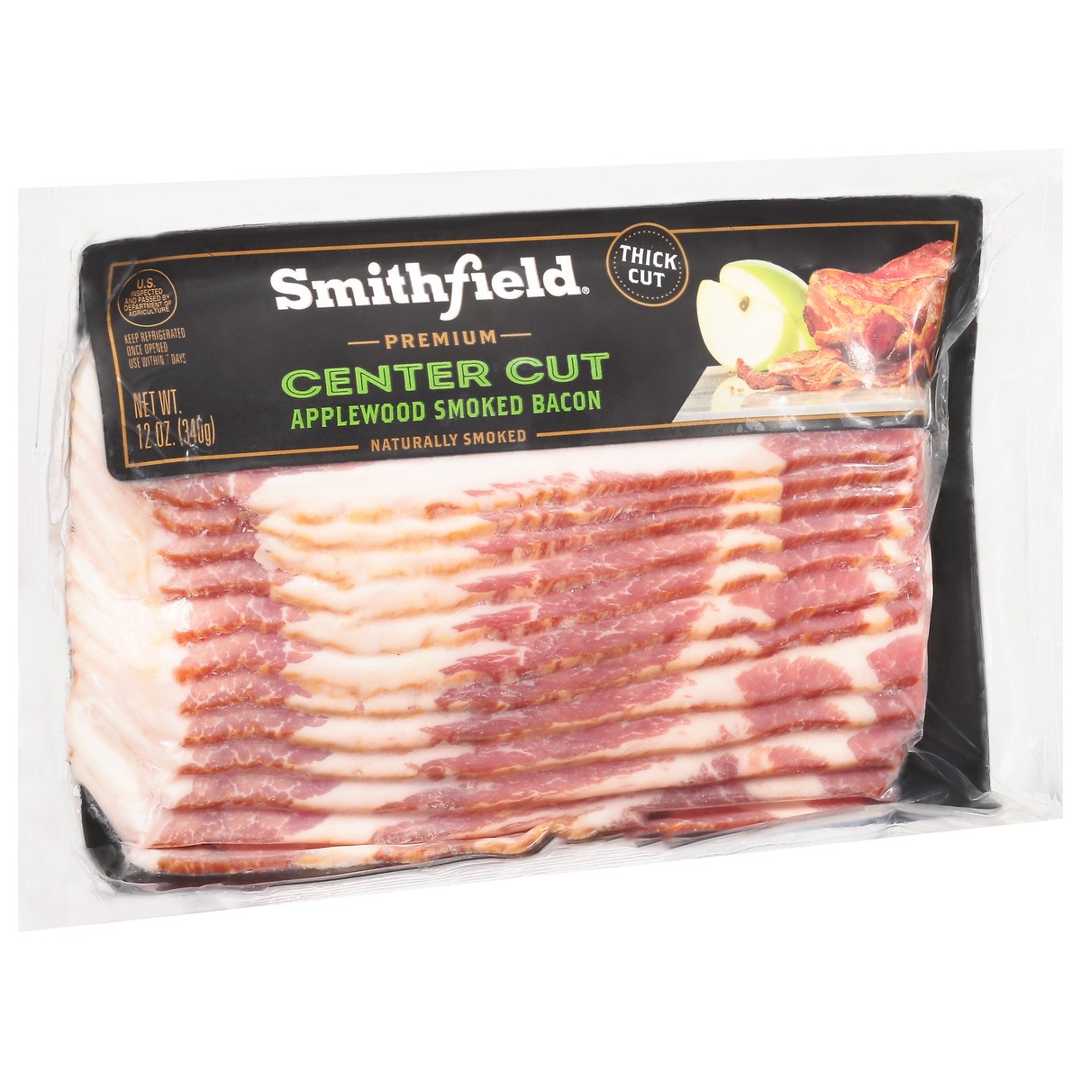 slide 2 of 9, Smithfield Bacon, Center Cut, Applewood Smoked, Premium, 12 oz