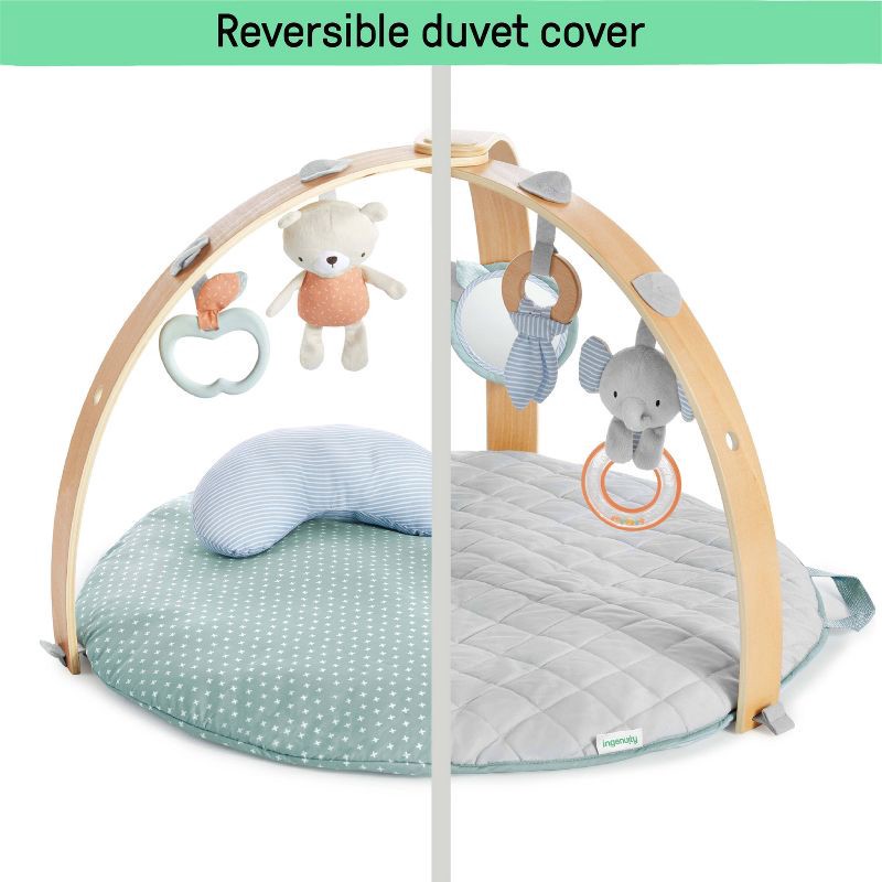 slide 3 of 17, Ingenuity Cozy Spot Reversible Duvet Activity Gym with Wooden Toy Bar - Loamy, 1 ct