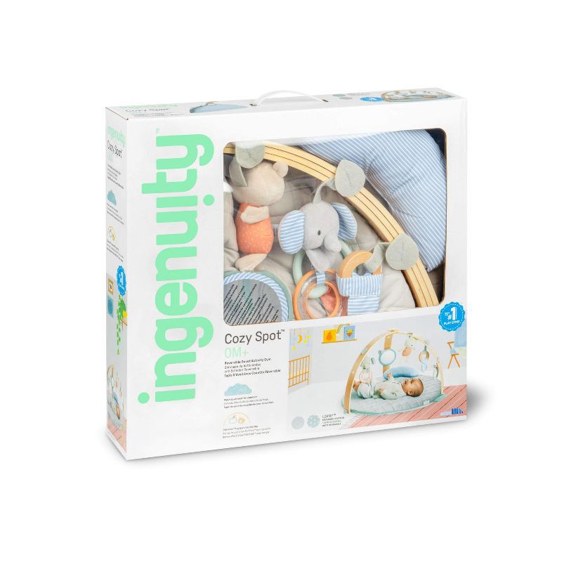 slide 13 of 17, Ingenuity Cozy Spot Reversible Duvet Activity Gym with Wooden Toy Bar - Loamy, 1 ct