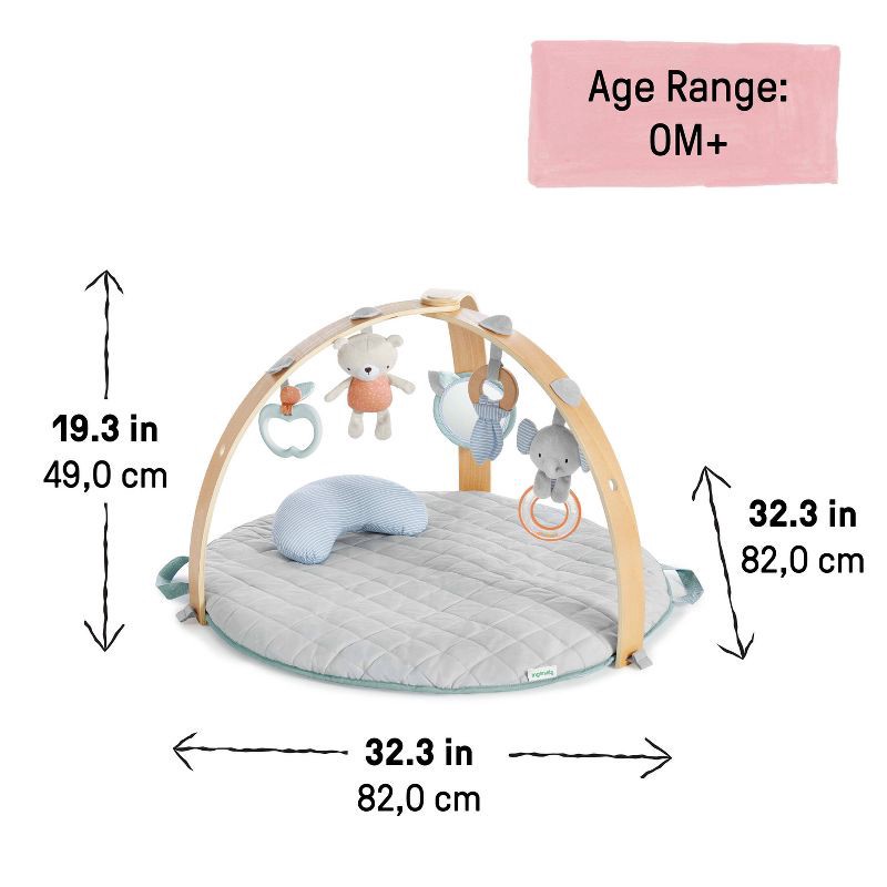 slide 9 of 17, Ingenuity Cozy Spot Reversible Duvet Activity Gym with Wooden Toy Bar - Loamy, 1 ct