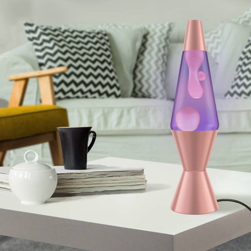 slide 1 of 4, LAVA 14.5" Rose Gold Novelty Table Lamp: Electric Wax Motion Light for All Ages, No Assembly Required, 1 ct