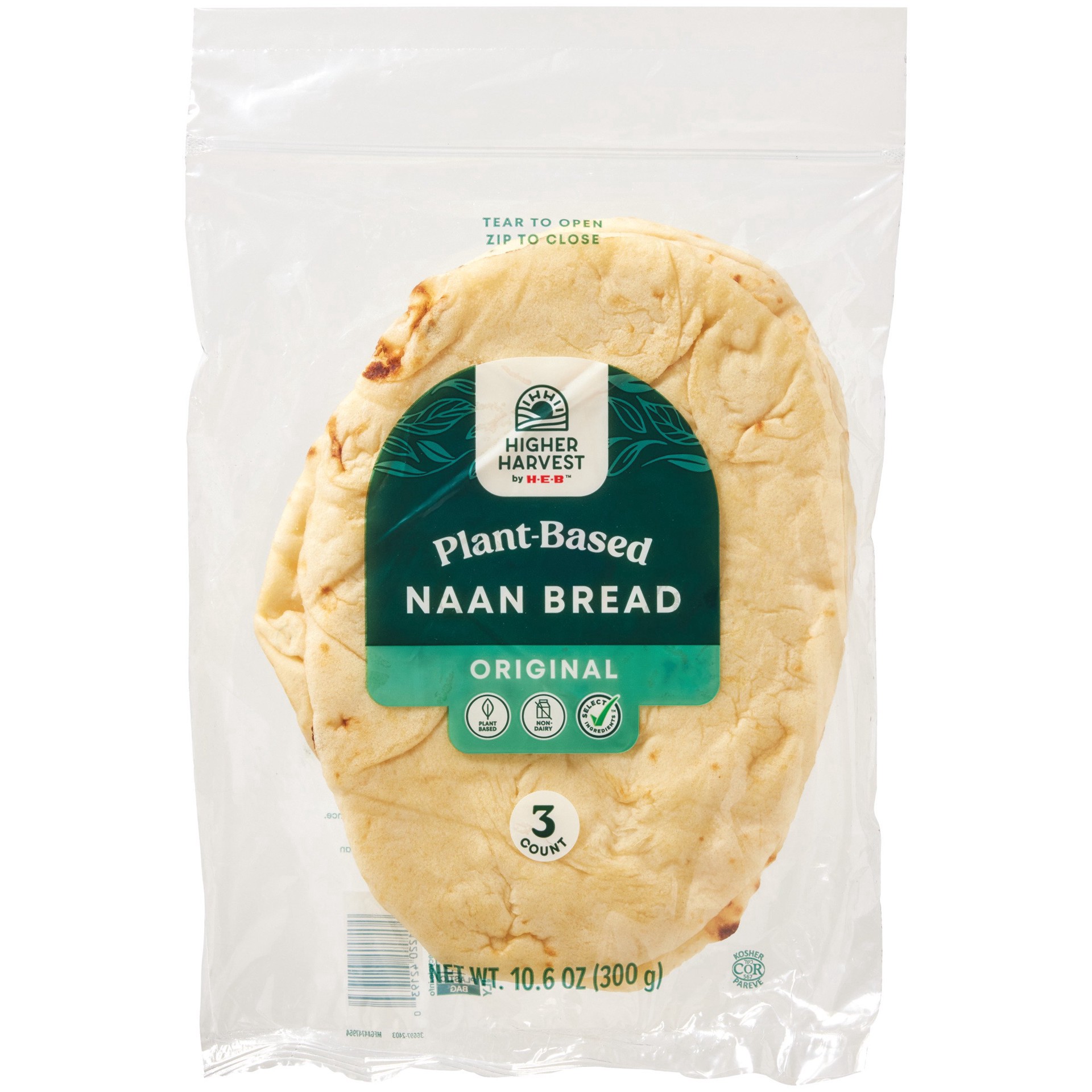 slide 1 of 1, H-E-B Original Vegan Naan Bread, 3 ct