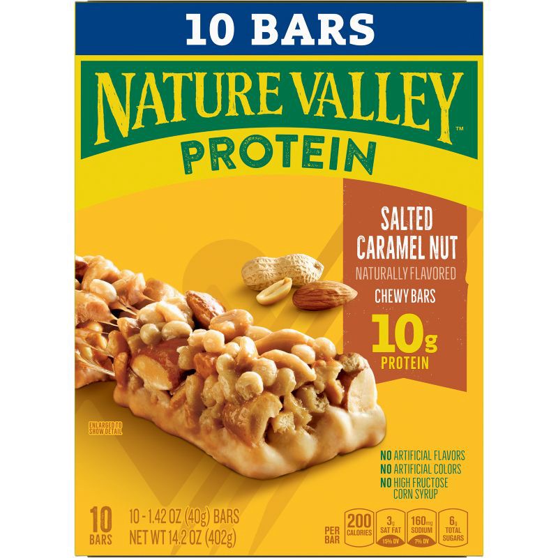 slide 4 of 10, Nature Valley Protein Salted Caramel Nut Value pack - 14.oz/10ct, 10 ct