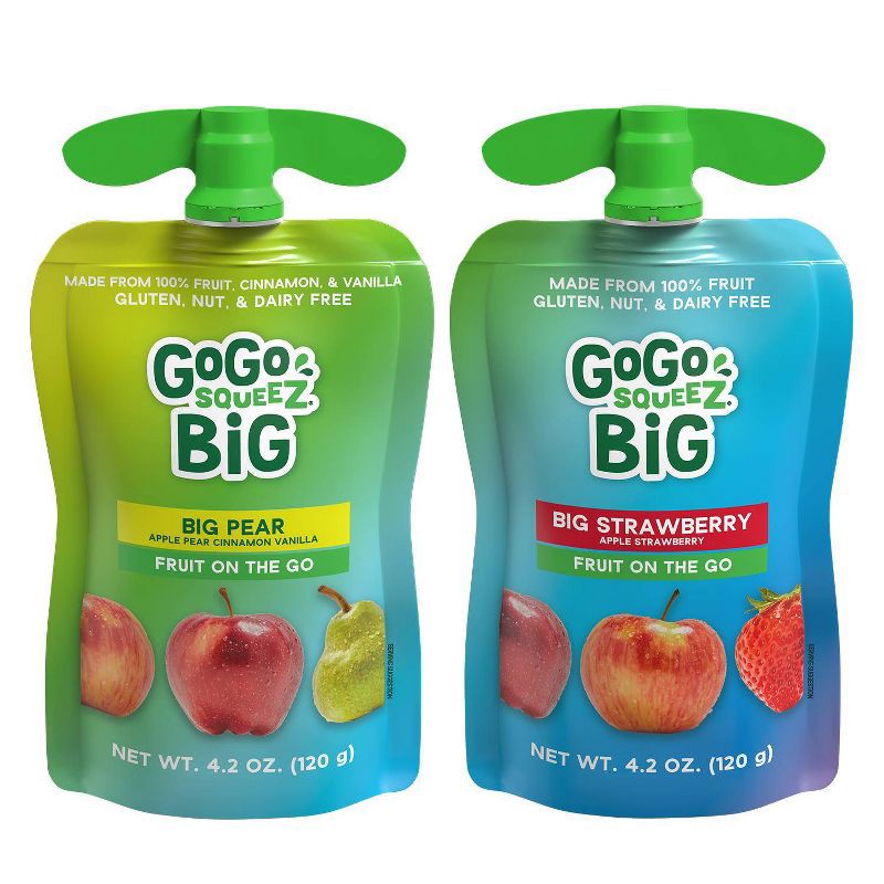 slide 5 of 9, GoGo SqueeZ Big Variety Pack Apple Straw Pear Cinna Van - 42.3oz/10ct, 42.3 oz, 10 ct