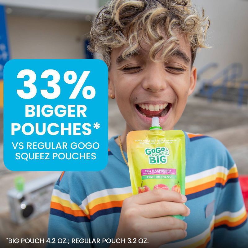 slide 5 of 10, GoGo squeeZ BIG Applesauce and Fruit Puree with Vanilla Variety Pack, BIG Classic, BIG Raspberry - 4.2oz/10ct, 10 ct; 4.2 oz