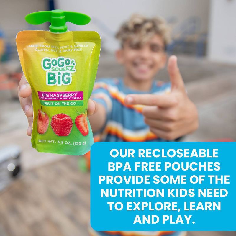 slide 10 of 10, GoGo squeeZ BIG Applesauce and Fruit Puree with Vanilla Variety Pack, BIG Classic, BIG Raspberry - 4.2oz/10ct, 10 ct; 4.2 oz