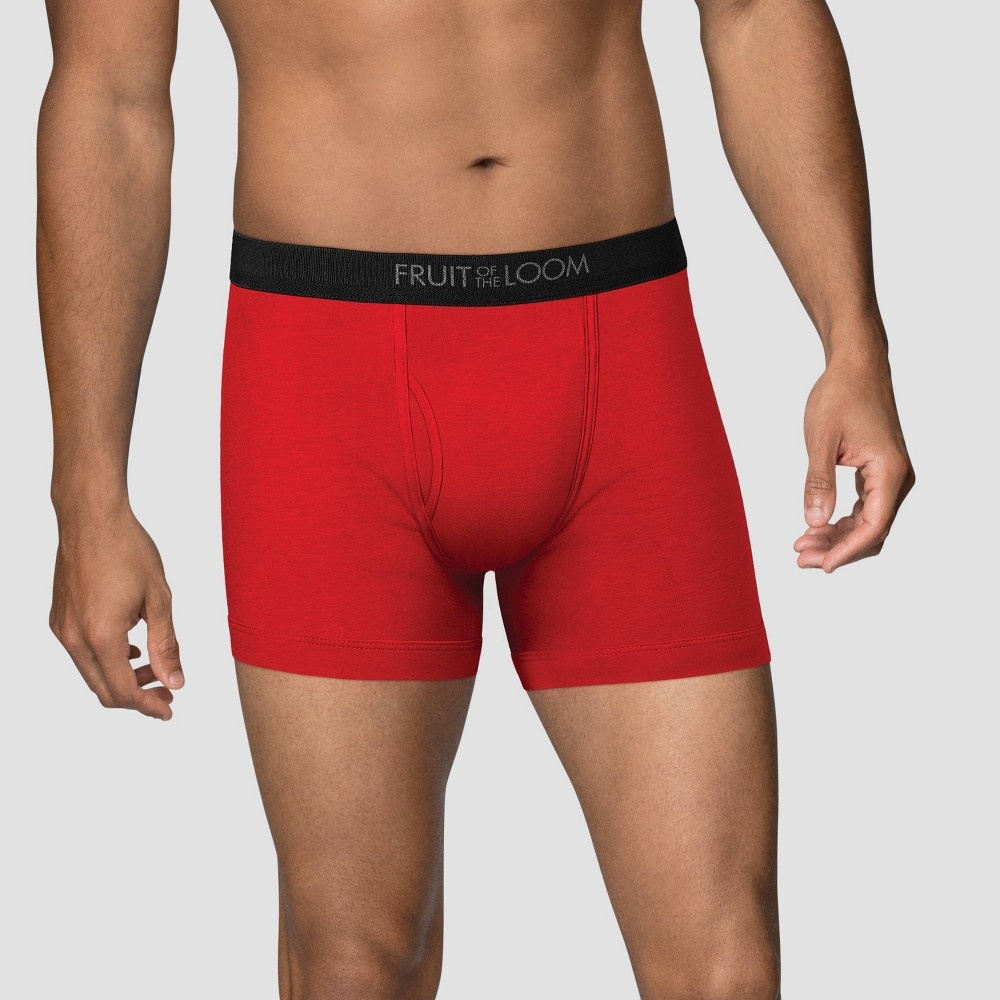 slide 2 of 3, Fruit of the Loom Men's Comfort Stretch Cotton Spandex Short Leg Boxer Briefs - Colors May Vary XL, 4 ct