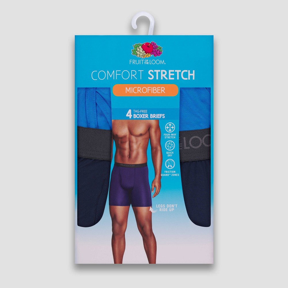 slide 2 of 3, Fruit of the Loom Men's Comfort Stretch Microfiber Boxer Briefs - Colors May Vary XL, 4 ct