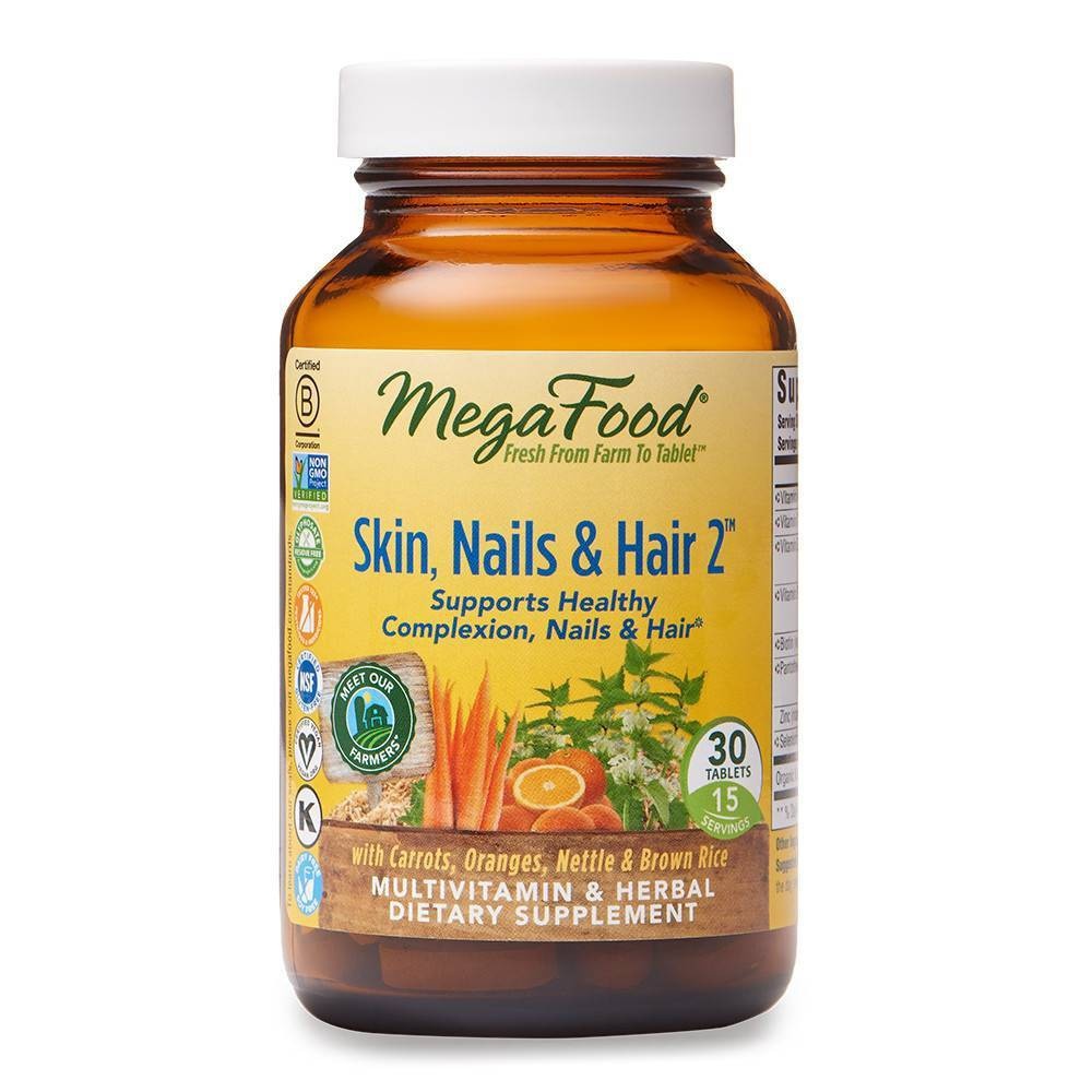 slide 1 of 4, MegaFood Skin, Nails and Hair Tablets, 30 ct