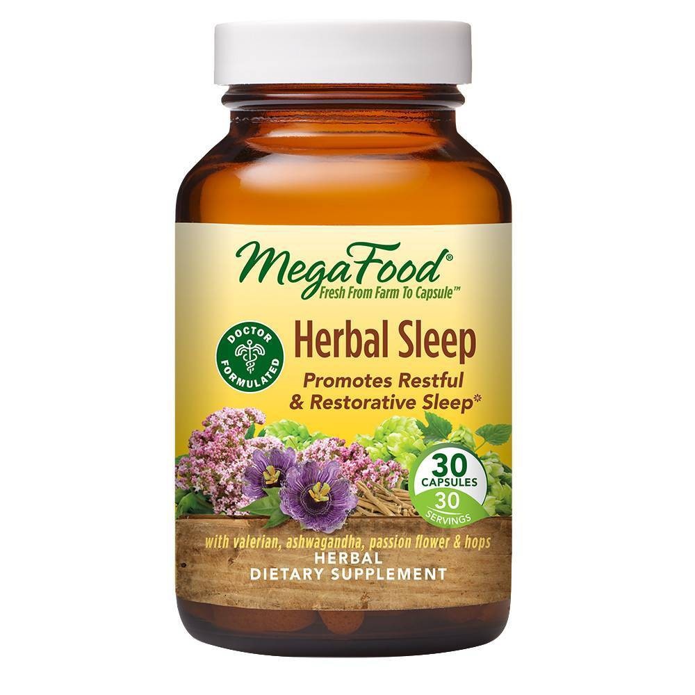 slide 1 of 3, MegaFood Herbal Sleep Capsules, 30 ct