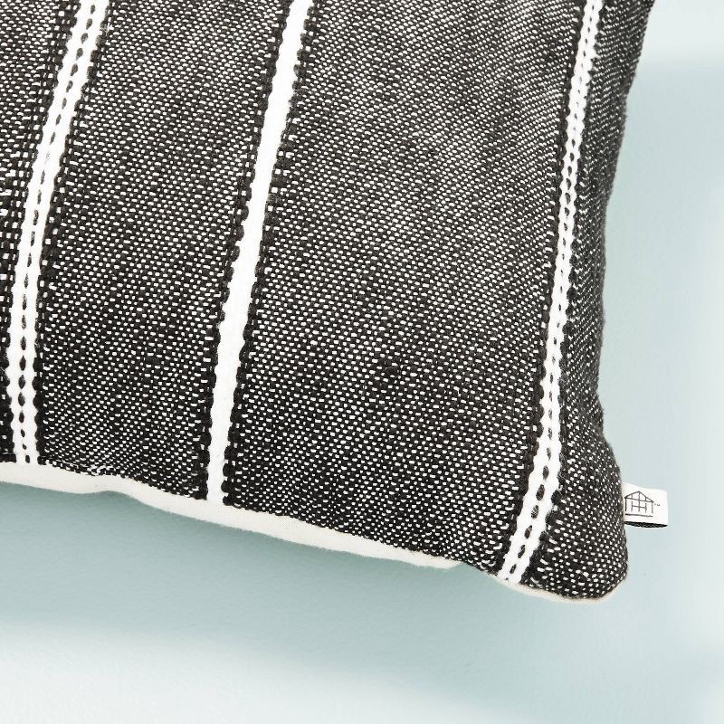 18x18 Center Stripes Tassel Throw Pillow Dark Gray/cream - Hearth & Hand™  With Magnolia : Target