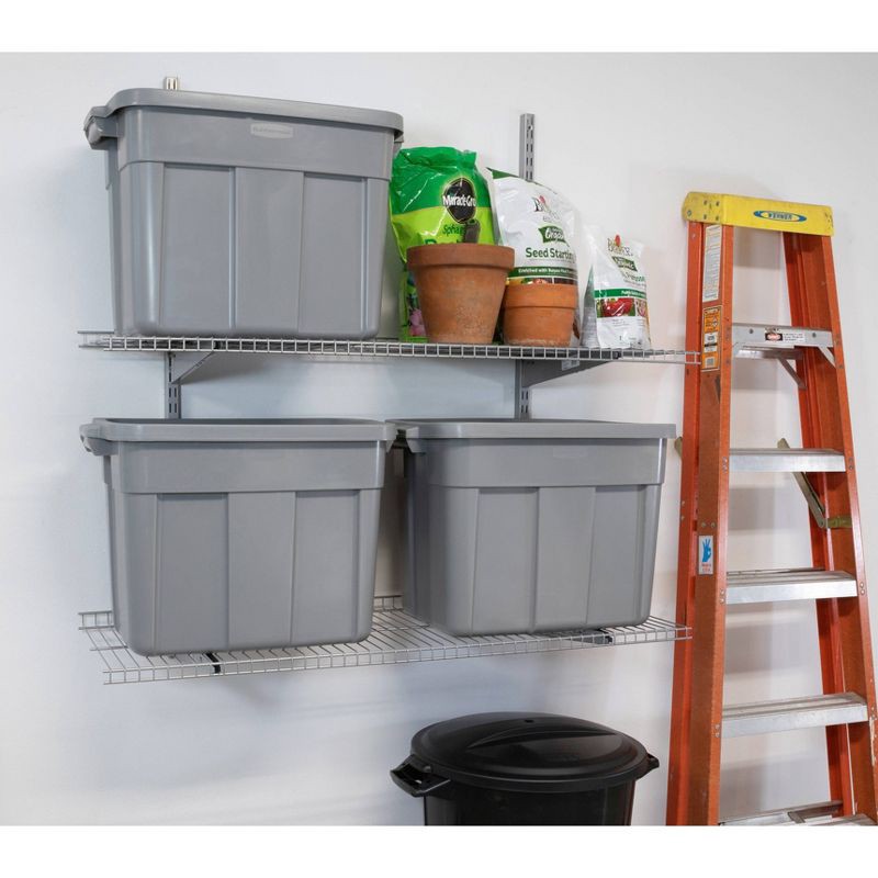 slide 3 of 10, Rubbermaid 18gal Roughneck Storage Tote Gray: Polyethylene, Handles, Nesting, Lidded, Stackable, Utility Storage, 18 gal