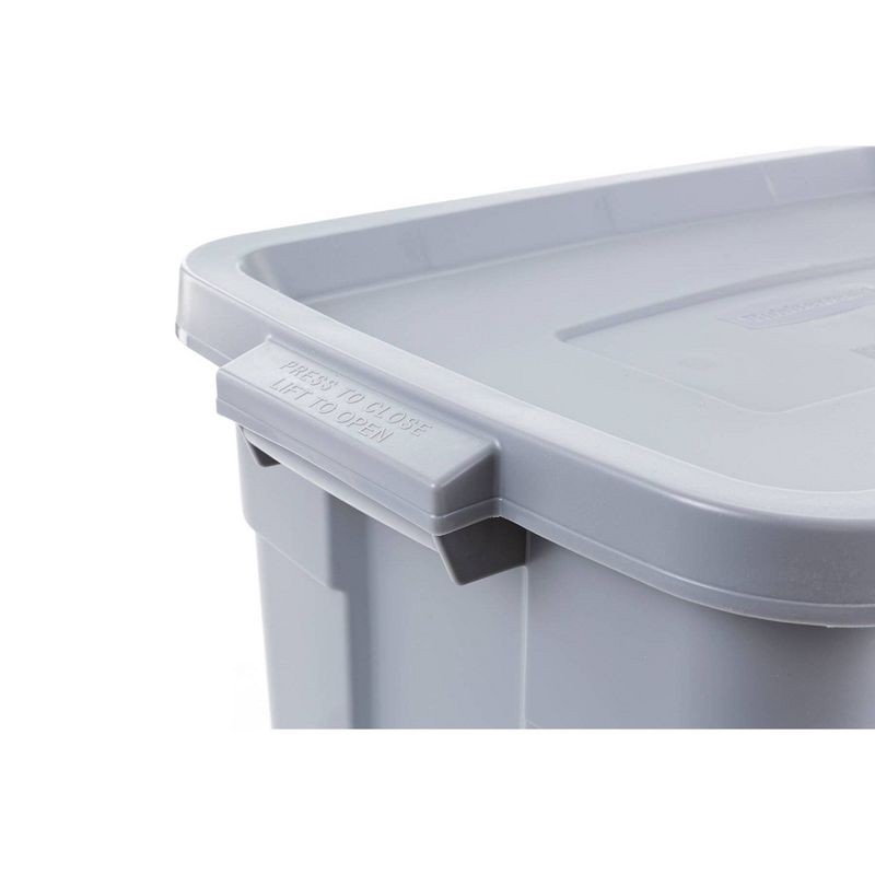 slide 8 of 10, Rubbermaid 18gal Roughneck Storage Tote Gray: Polyethylene, Handles, Nesting, Lidded, Stackable, Utility Storage, 18 gal