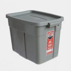 Rubbermaid 18gal Roughneck Storage Tote Gray: Polyethylene, Handles, Nesting, Lidded, Stackable, Utility Storage